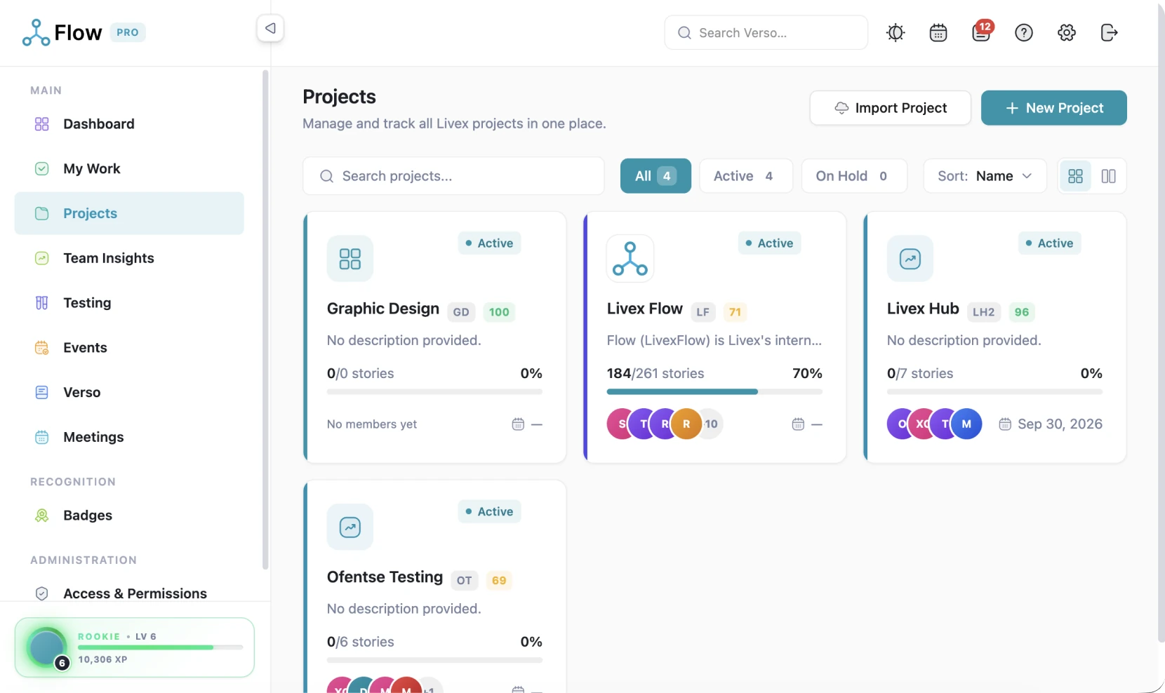 The LivexFlow project setup wizard creating a new project
