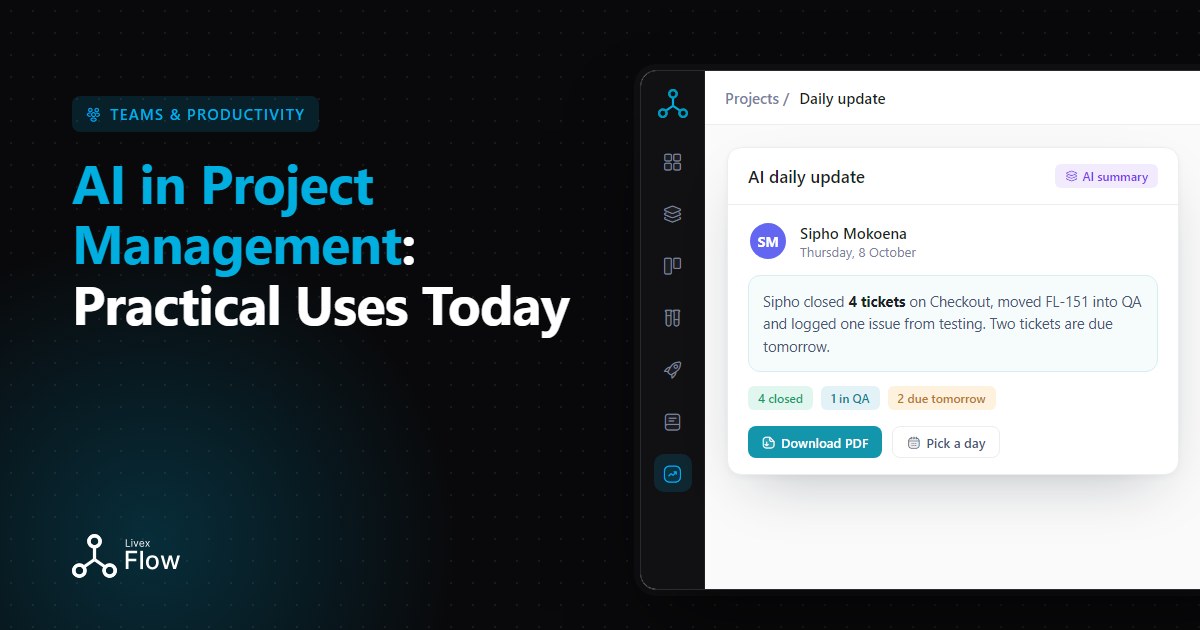 Project lead reading an AI-generated summary, showing practical AI in project management