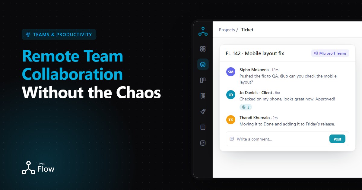 Remote team collaboration on a video call with a shared project board visible on screen